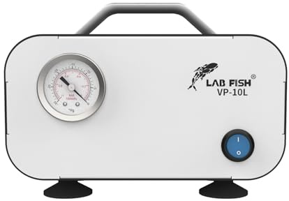 LAB FISH Lab Vacuum Pump 10L/min Portable Oilless Diaphragm Vacuum Filtration & Rubber Tube