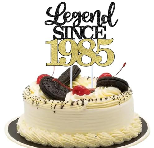 LIANRISES Legend SINCE 1985 Tortendeko 40 Geburtstag Mann Cake Topper 40 Geburtstag Tortendeko 40 Geburtstag Frau Mann Cake Topper 40. Geburtstag Schwarz und Gold