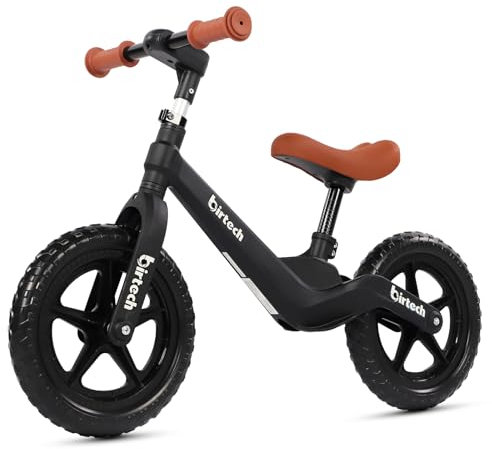 H.yeed 12 Balance Bike for Kids, Lightweight No Pedal Walking Balance Bike with Nylon Frame and Flat-Free Tires, Adjustable Training Bike for Age 2-to 5 (Black)
