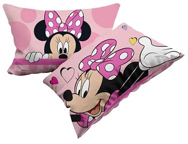 Minnie Mouse Set of 2 Cotton Pillowcases Pair of Pillow Cases for Bed Pillows, 2 Pieces, 100% Cotton, 50 x 80 cm, Envelope Closure
