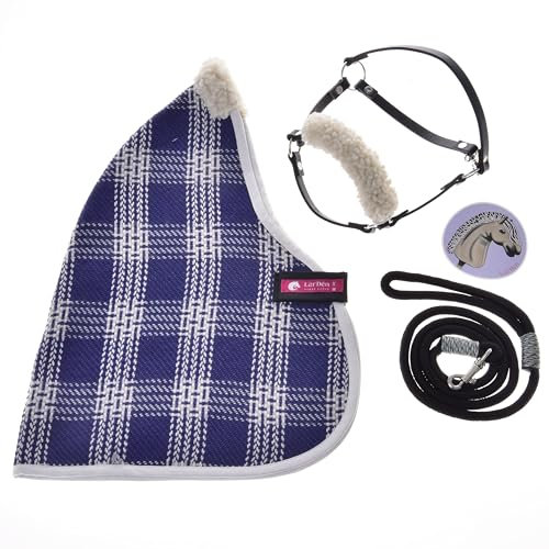 LarDen Hobby Horse Zubehör Set - Stalldecke, Halfter mit Fell, Führstrick | HANDGEFERTIGT | Große S | Steckenpferd - Victory, Stockpferd Set, Hobby Horsing, Spielzeug Kinder, Spielpferd, Hobbyhorse
