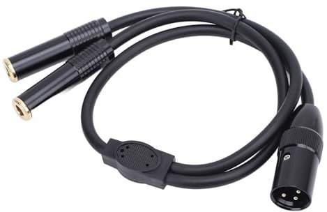 Asixxsix XLR-Stecker auf Dual 6,35 Mm Y-Splitterkabel, 3-poliges Symmetrisches Mikrofonkabel, Geräuschlose Leistung, Audio-Patchkabel für Mikrofon, Mixer, Verstärker, KTV, Heimkino (1,8m)