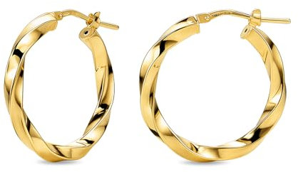 MIORE Schmuck Handgefertigt in Italien, Ohrringe Silber 925, Creolen Silber 925, Gedrehte Kreolen 20 mm Durchmesser, Ohrringe Vergoldet 18K Gold, Runde Hoops Ohrringe Damen, Ohrschmuck