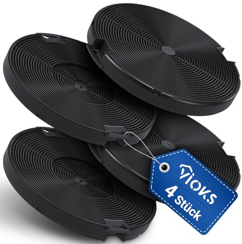 VIOKS 4x Kohlefilter für Dunstabzugshauben 155mmØ Ersatz für AЕG 405509371/2 EFF75 - Carbon Filter Dunstabzugshaube Zanussi AЕG Bеko