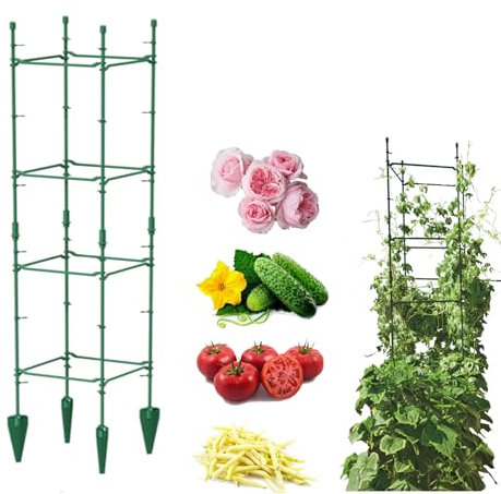 botle Rankgitter für Gartenpflanzen Rankhilfe Gartenstütze für Kletterpflanzen, Höhe H 120 cm, Gestell, Pfahl, Pfosten für Tomaten, Gurken, Blumenleiter, Pflanzenunterstützung,Blumentopfstäbe