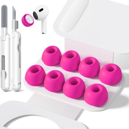 Inesore Replacement Ear Tips for AirPods Pro 1/2, Rosa | with Hole for Noise Reduction, Silicone Earplugs for AirPods Pro with Cleaning Set & Portable Storage Box, XS/S/M/L