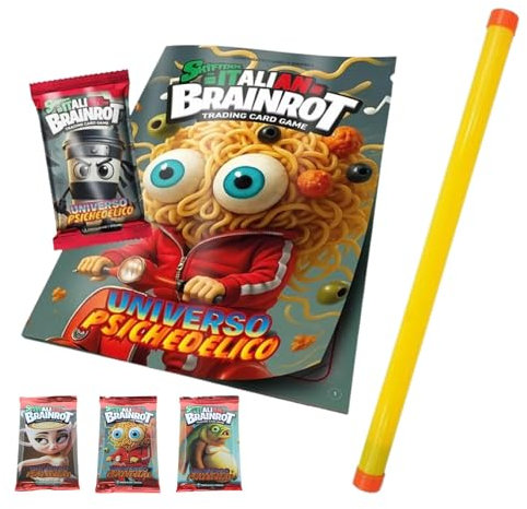 Skifidol Italian Brainrot Box 24 Booster mit je 7 Karten, 1 Spezialkarte in jedem Paket, die Originale, Serie Psychedelic Universum