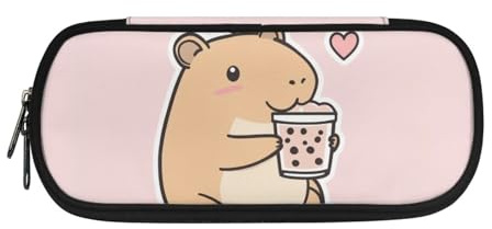 Yexignaon Federmäppchen für Mädchen, großes Fassungsvermögen, Federmäppchen, wirklich nützliche Box, Bleistifte, Buntstifte, Marker, Set in einer Box, Capybara Bubble Tea, Taschen-Organizer