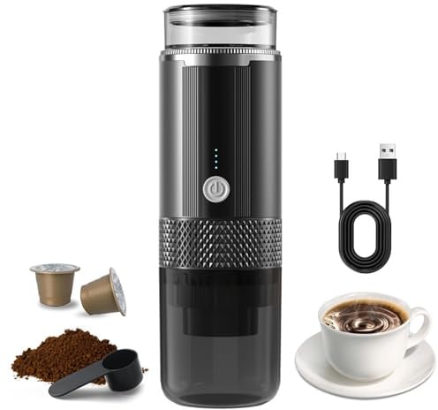 Irishom Tragbare Elektrische Kaffeemaschine mit 4 Power Indicator Leichte Kabellose Wiederaufladbare Handheld -Kaffeemaschine Arbeit mit Schokoladen -Tee -Kapsel Gemahlener
