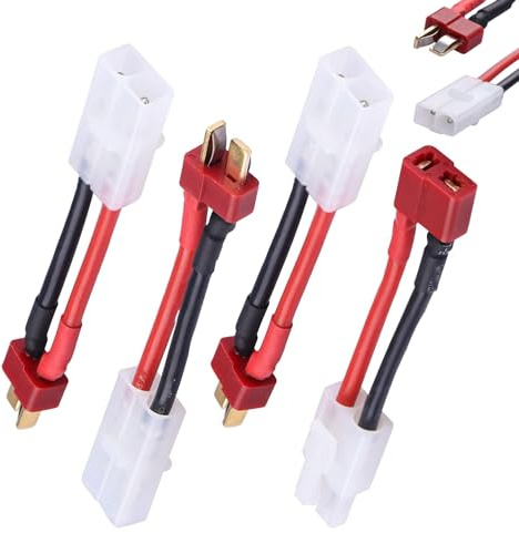 4X Stück Premium Lipo Akku Adapter Set, Japan Stecker 13,5mm auf T Stecker Buchse, Tamiya RC Adapter mit Tamiya Stecker Kompatibel für RC Modellbau Drohnen Auto Modellbau