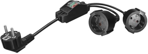 Strhowill German Power Adapter Y Splitter with On/Off Switch, European Schuko Adapter with Double Socket and 90 Degree Plug. Suitable for Household, Kitchen and Office (Black, 16A/250V, 30cm)