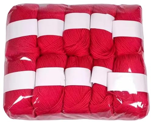 10er Set Luxus - Mischgarn - 500g Wolle - 46 Rosenrot - weiches Webgarn geeignet für Pullover, Babydecken, Schals - 10x 50g - Hochwertige Fasern für Häkeln und Basteln