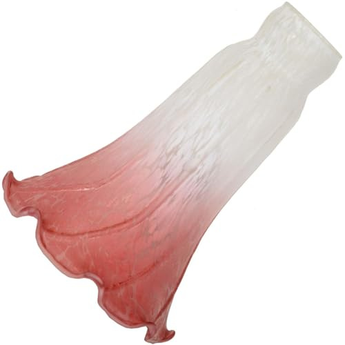 Bieye LS06 Lilienblumen-Lampenschirm aus mundgeblasenem Glas (Weißes Licht Rot, Innendurchmesser 32 mm x Außendurchmesser 38.1 mm)– Passend für E14-Fassungen