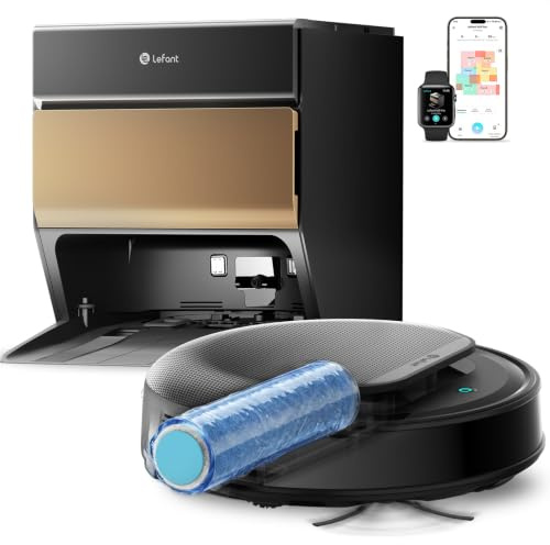 Lefant M5 Pro Saugroboter mit Absaugstation, 75°C Heißwasser Moppwäsche, 18.000Pa All-in-One Staubsaugroboter Selbstreinigung, 8mm Mopp-Lift, 2.4/5GHz WLAN, Ideal für Tierhaare/Teppiche/Hartböden