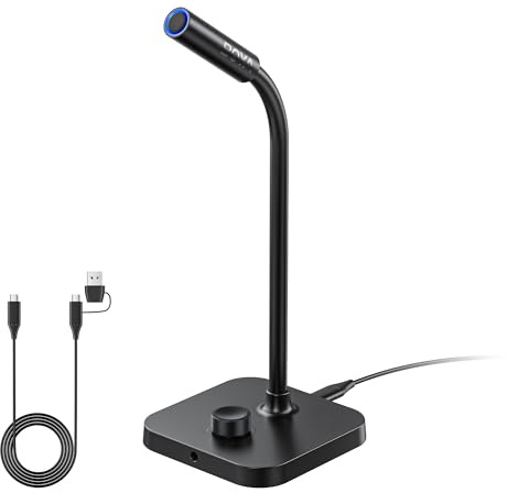 BOYA CM40 Computer USB Microphone for PC, Laptop, Mac & Phones with 192kHz/24-Bit, ENC Noise Cancellation, 0–30 dB Gain, One-Touch Mute, Headphone Monitoring, Gooseneck Microphone for Gaming Podcast