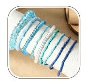 FOSLXIN Damen Kristall Perlen Armbandm, Bohemian Beaded Multi-Layer Armbänder Stackable Stretch Strand Crystal Bangles Boho Handmade Schmuck Geschenke für Frauen Mädchen