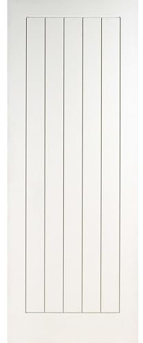 White Grained Cottage Internal Door – Moulded 5 Panel Textured Primed Interior Door, Reversible and Trimmable Design (1981 x 838mm)