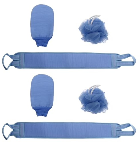 SILENRADAWN 2stücke Teiliges Badezimmerset mit Langem Rückenschrubber Peeling handschuhen und Schaumbädern Hautfreundliches Material Praktische Reinigung für Rücken und Körperpflege Einfach