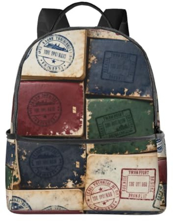 Reisepass-Stempel-Set, Rucksack, leicht, Reise-Tagesrucksack mit Laptophülle | Komfortable gepolsterte Träger. Mehrere Taschen. Ideal für den täglichen Gebrauch.