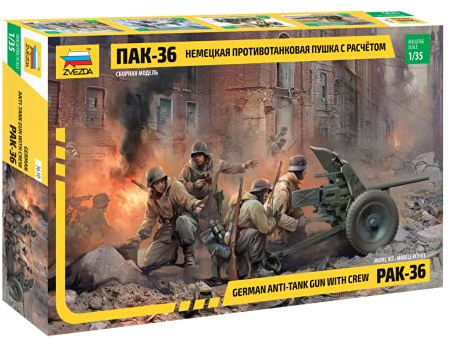 Zvezda Z3610 500783610 - 1:35 WWII Deutsche PAK 36 mit Mannschaft