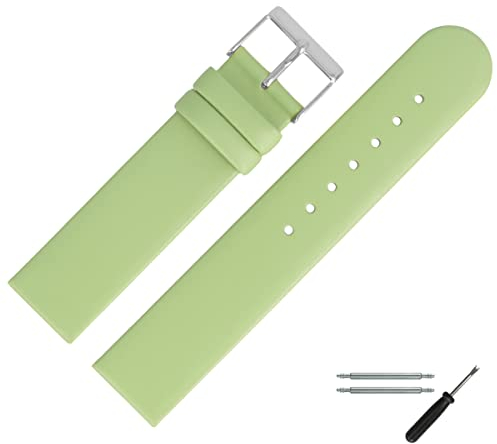 MARBURGER Uhrenarmband 16mm Leder Gruen Silber - Montage Set 7611662000120