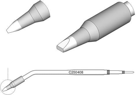 JBC Lötspitze Serie C250, Meißelform, C250408/2,2 x 1 mm, gerade C250408 (2500 AL-2500 AL250 Loetkartusche Loetpatrone Loetspitze Lötkartusche Lötpatrone)