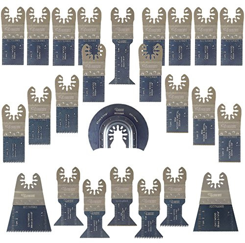 SabreCut 25pcs SPK25A Mixed Fast Fit Multitool Blade Kit | Compatible with DeWalt, Stanley, Black & Decker, Bosch, Fein (Non-StarLock), fast fit mixed blades cut wood, metal & plastic