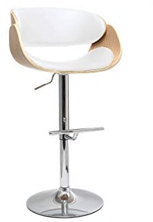 Miliboo Design-Barhocker Weiß und helles Holz Bent