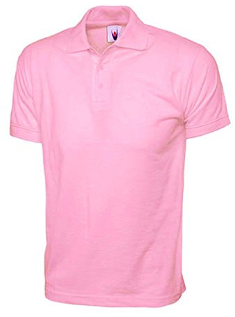 247-Clothing Ladies Loose Fit Jersey Cotton Polo Shirt Plain Unisex 100% Cotton (UK 16, Pink)