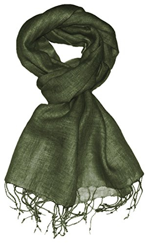 Lorenzo Cana - Herren Schal Leinenschal 100% Leinen 70 x 180 cm Tuch Naturfaser Trendfarbe Grün Olivgrün Graugrün 9326311