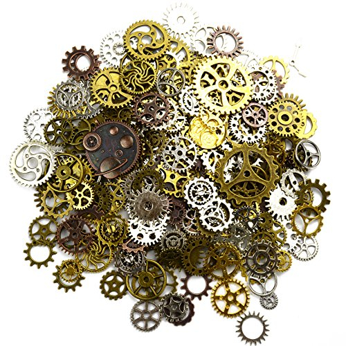 150 Gramm Bunt Sortierte Vintage Metall Steampunk Schmuck Machen Charms Cog Watch Wheel zum Crafting, Cosplay Halloween Dekoration
