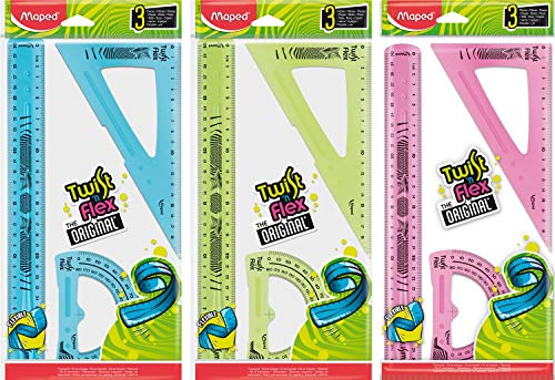 Maped Flexibles Lineal-Set 3er: 30 cm, 60°/21cm, 180°/12cm, Flexibel, Kautschuk (Rubber) / Silikon