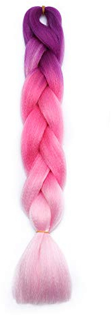 Haarverlängerung Crochet Braids Extensions Flechten Hair Braiding Haar Synthetik 1PCS 24(60 cm) Lila & Pinkish Red & Pink