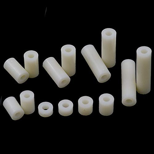 Fujiyuan 100 Pcs M6 11x6x5 Plastic Nylon Screw Bolt ABS Round Non-Threaded Standoff Spacer Washer White