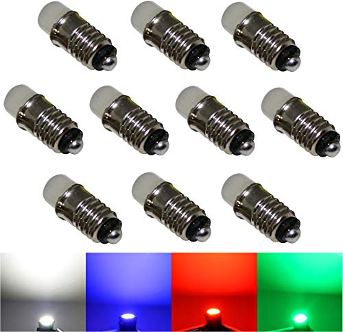 10 bombillas LED E5,5, 12 V, luz blanca fría, azul, verde, rojo (azul)