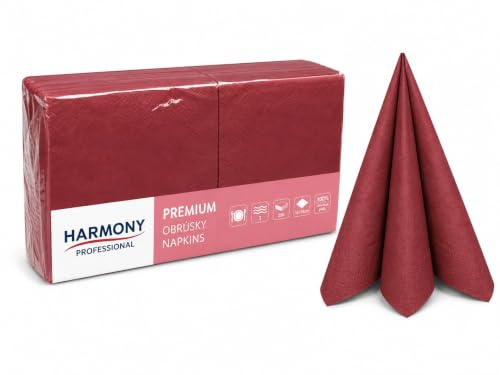 Zelltuch-Servietten 3-lagig 33 x 33 cm - 1/4 Falz (500 Stück / 2 Pack, BORDEAUX)