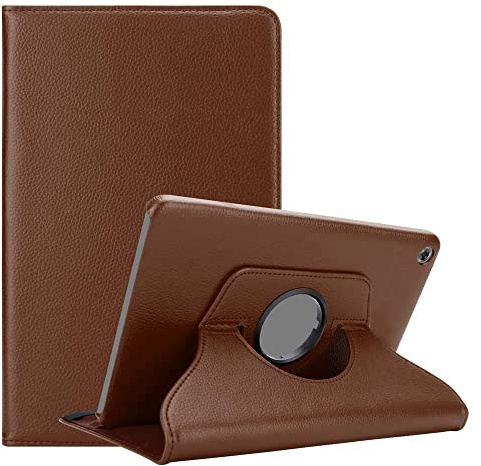 Cadorabo Coque Tablette pour Huawei MediaPad M5 Lite 10 (10.1 Zoll) en Brun Champignon – Housse Protection en Style Livre sans Auto Wake Up avec Stand Horizontal et Fermeture de Bande Élastique