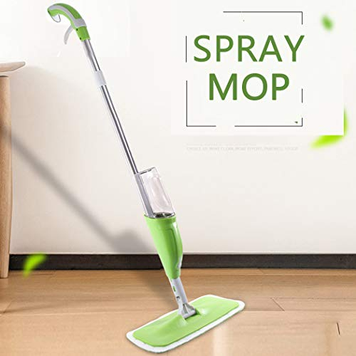 MYJZY Spray Mop,360°Spin Mop,Floor Scrubber,Wet Dry Microfiber Flat Mop Polishers for Tile Hardwood Floor Cleaning with 2 Mop Pads Scraper,Green