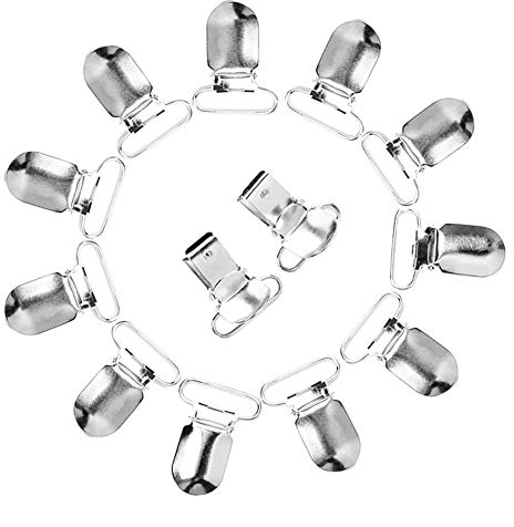 FSSTUD 20 Stück Metall Hosenträger Clips Schnuller Clips Schnullerkettenclips Strumpfhalter Clips 25mm