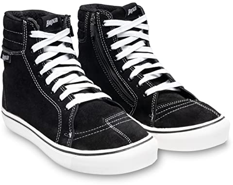 BROGER California Motorradschuhe | Leder | SAS-TEC Knöchelschutz | Verstärkte Fersen und Zehen | Doppel- und Dreifachstiche | Langer Reißverschluss