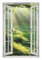 Wallario Wandbild - Sonnenstrahlen im Wald in Premiumqualität, Poster mit rahmenlosen Bildhalter, Größe: 61 x 91,5 cm mit Fenster-Illusion
