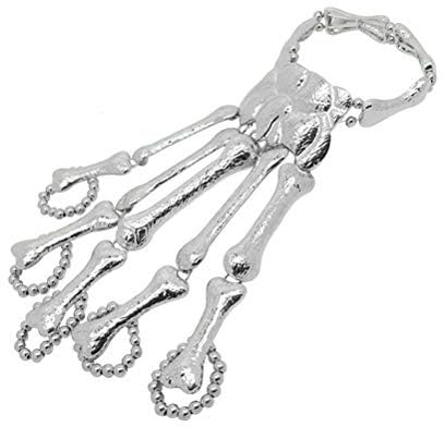 GDZTBS Halloween Schädel Skelett Metall Finger Hand Knochen Armband, Einstellbar Gothic Hand Finger Armband Neuheit Armbänder Schmuck für Frauen Mädchen Halloween Party Geschenk