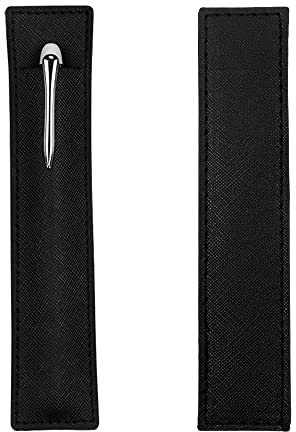 2 Pack Leather Pen Pouch Sleeve, Single Fountain Pen Holder Case, Soft Pen Protective Cover Organizer for Stylus Touch Pen, Ballpoint Pen, Pencils (Black)