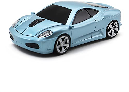 ECOiNVA Kabellos Auto Maus, Sportwagen Maus für Laptop PC Computer Maus (Azur)