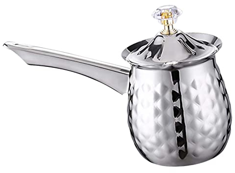 Colcolo Türkische Kaffeekanne Griechische Kanne mit Langem Griff, Silber 600ml