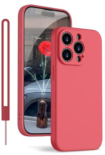 KPPIT for iPhone 13 Pro Case Protective Case Silicone,Ultra Slim Soft Gel Anti-Scratch,Microfiber Lining,Rubber Shockproof Case Cover for iPhone 13 Pro Camellia Red,6.1 inch