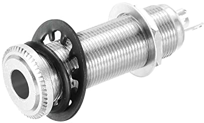 sourcing map E-Gitarre Bass 6.35mm Stereo Mono Klinkenbuchse Eingang Ausgang Zylinder Silberton