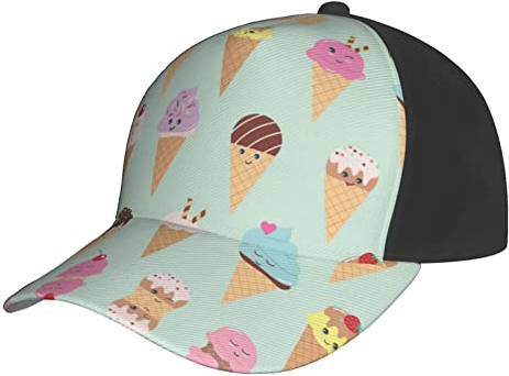 Eistüten, verstellbare Baseballkappe für Männer und Frauen, Hip-Hop-Baseballkappe, Laufmütze, Papa-Hüte, Eistüten, Einheitsgröße