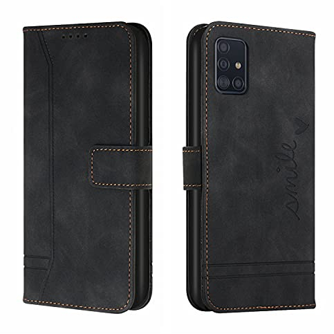 Trugox Handyhülle für Samsung Galaxy A71 / SM-A715 Hülle Klappbar Klapphülle mit Kartenfach Handytasche Handy Schutzhülle Tasche Leder Wallet Flip Case Slim Book Cover - Schwarz