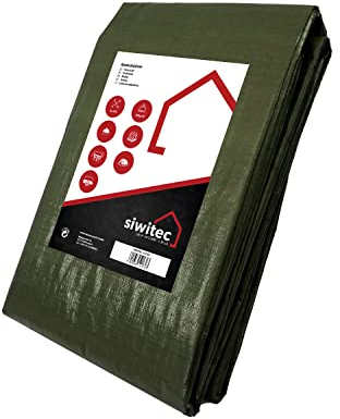 Siwitec Bâche 140 g/m² - 4 x 6 m - En Tissu Avec Œillets et Coins Renforcés - Protection Imperméable Pour Meubles de Jardin, Bois et Bateaux - Différentes Tailles